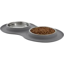 Frisco Double Stainless Steel Pet Bowl With Silicone Mat -Ultimate Pet Shop 215986 PT2. AC SS1800 V1591020064