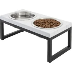 Frisco Marble Print Stainless Steel Double Elevated Dog Bowl -Ultimate Pet Shop 216017 PT2. AC SS1800 V1591020395