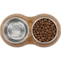 Frisco Double Stainless Steel Bowl, Wood Design -Ultimate Pet Shop 216068 PT4. AC SS1800 V1591021017