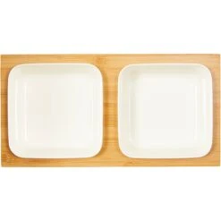 Frisco Square Melamine Dog & Cat Bowl Set With Bamboo Stand -Ultimate Pet Shop 232076 PT2. AC SS1800 V1605110607