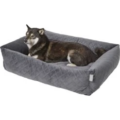 Frisco Velvet Rectangular Bolster Cat & Dog Bed -Ultimate Pet Shop 232181 PT2. AC SS1800 V1600351586
