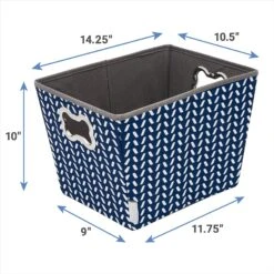 Frisco Rectangle Collapsible Pet Toy Storage Bin, Navy Herringbone -Ultimate Pet Shop 250574 PT2. AC SS1800 V1613772984