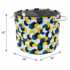 Frisco Round Collapsible Pet Toy Storage Bin, Yellow Geometric -Ultimate Pet Shop 250587 PT2. AC SS1800 V1613774811