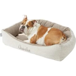 Frisco Rectangular Personalized Bolster Dog Bed W/Removable Cover, Beige, Medium -Ultimate Pet Shop 252613 PT1. AC SS1800 V1604499404