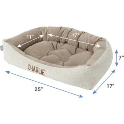 Frisco Rectangular Personalized Bolster Dog Bed W/Removable Cover, Beige, Medium -Ultimate Pet Shop 252613 PT2. AC SS1800 V1605142360