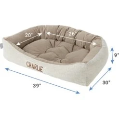 Frisco Rectangular Personalized Bolster Dog Bed W/Removable Cover, Beige, X-Large -Ultimate Pet Shop 252615 PT2. AC SS1800 V1605140223