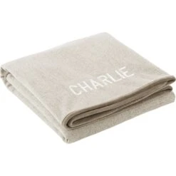 Frisco Faux Linen Personalized Dog & Cat Blanket, Beige, Large -Ultimate Pet Shop 252621 PT2. AC SS1800 V1604672815