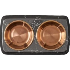 Frisco Copper Stainless Steel Double Dog & Cat Bowls With Black Marble Stand -Ultimate Pet Shop 253058 PT4. AC SS1800 V1616595761