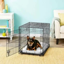 Frisco Heavy Duty Fold & Carry Single Door Collapsible Wire Dog Crate & Frisco Quilted Dog Crate Mat -Ultimate Pet Shop 255551 PT2. AC SS1800 V1604096511