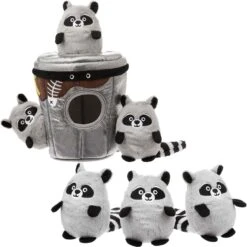 Frisco Trash Can & Raccoons Hide & Seek Puzzle Plush Squeaky Dog Toy & Frisco Trash Can & Raccoons Hide & Seek Puzzle Plush Squeaky Dog Toy Refills