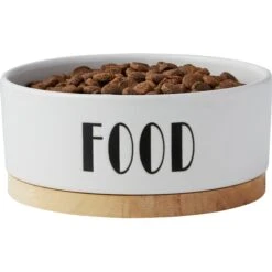 Frisco Ceramic Food Dog & Cat Bowl With Wood Base -Ultimate Pet Shop 256043 PT4. AC SS1800 V1615311744