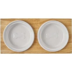 Frisco Ceramic Dog & Cat Double Diner With Elevated Wood Stand -Ultimate Pet Shop 256052 PT5. AC SS1800 V1615313559