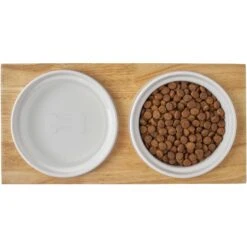 Frisco Ceramic Dog & Cat Double Diner With Elevated Wood Stand -Ultimate Pet Shop 256052 PT6. AC SS1800 V1615311469