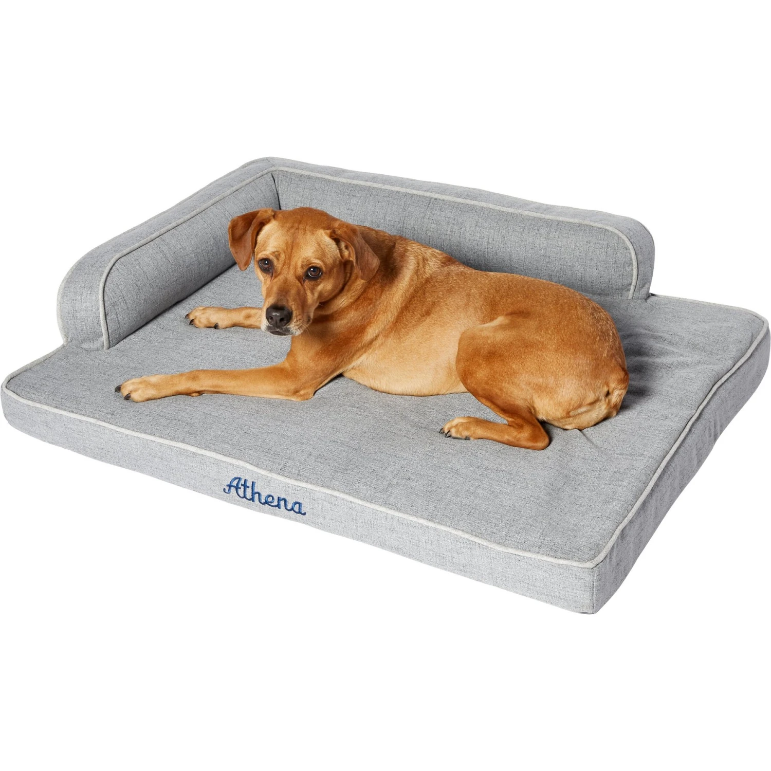 Frisco Faux Linen Corner Personalized Bolster Dog Bed W/Removable Cover, Harbour Blue, XL 3 Frisco Faux Linen Corner Personalized Bolster Dog Bed W/Removable Cover, Harbour Blue, XL - Image 3