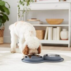 Frisco Silicone Stainless Steel Double Diner Slow Feeder Dog & Cat Bowl, Grey, 3 Cup -Ultimate Pet Shop 277549 PT2. AC SS1800 V1630346823