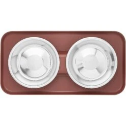 Frisco Silicone Stainless Steel Double Diner Dog & Cat Bowl, Brown -Ultimate Pet Shop 277551 PT4. AC SS1800 V1627935079