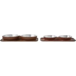 Frisco Silicone Stainless Steel Double Diner Dog & Cat Bowl, Brown -Ultimate Pet Shop 277551 PT5. AC SS1800 V1627936139