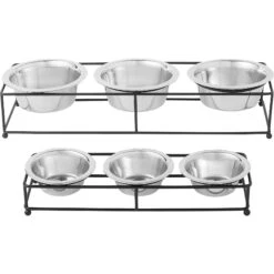 Frisco Multi Pet Feeding 3-Bowls Straight Stainless Steel Dog & Cat Bowl -Ultimate Pet Shop 277568 PT5. AC SS1800 V1627936036