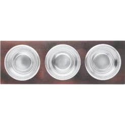 Frisco Multi Pet Feeding 3-Bowls Wood Stainless Steel Dog & Cat Bowl, Dark Wooden -Ultimate Pet Shop 277571 PT4. AC SS1800 V1627935311