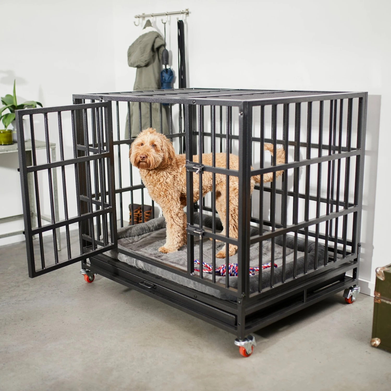 Frisco Ultimate Foldable & Stackable Heavy Duty Steel Metal Single Door Dog Crate 1 Frisco Ultimate Foldable & Stackable Heavy Duty Steel Metal Single Door Dog Crate