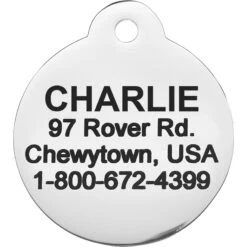 Frisco Chewy Stainless Steel Personalized Dog & Cat ID Tag With Enamel Infill, Round -Ultimate Pet Shop 281947 PT4. AC SS1800 V1622726244