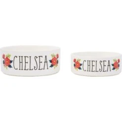 Frisco Flower Ceramic Personalized Dog Bowl -Ultimate Pet Shop 286985 PT5. AC SS1800 V1625860262