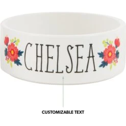 Frisco Flower Ceramic Personalized Dog Bowl -Ultimate Pet Shop 286985 PT6. AC SS1800 V1625860866