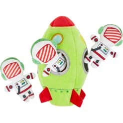 Frisco Holiday Rocket Ship Hide & Seek Puzzle Plush Squeaky Dog Toy