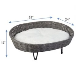 Frisco Elevated Rectangle Wicker Dog & Cat Bed With Eyelash Faux Fur Cushion -Ultimate Pet Shop 296679 PT1. AC SS1800 V1633353109