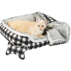 Frisco Buffalo Check Cuddler Pet Bed & Gift Set, Black & White -Ultimate Pet Shop 299397 PT2. AC SS1800 V1639093612