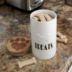 Frisco Ceramic Personalized Treat Jar With Wood Lid, 4 Cup, 32oz -Ultimate Pet Shop 301179 PT2. AC SS1800 V1631119609