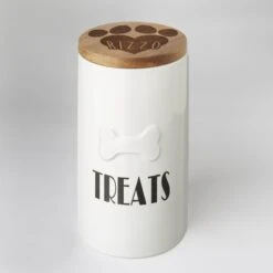 Frisco Ceramic Personalized Treat Jar With Wood Lid, 4 Cup, 32oz -Ultimate Pet Shop 301179 PT3. AC SS1800 V1631118424