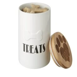 Frisco Ceramic Personalized Treat Jar With Wood Lid, 4 Cup, 32oz -Ultimate Pet Shop 301179 PT4. AC SS1800 V1631119626