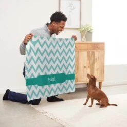 Frisco Personalized Subtle Chevron Sherpa Cat & Dog Blanket, 30" X 40" -Ultimate Pet Shop 303836 PT5. AC SS1800 V1637610162