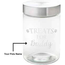 Frisco Paw Print Glass Personalized Treat Jar With Lid, 5 Cup, 40oz -Ultimate Pet Shop 309522 PT2. AC SS1800 V1645206122