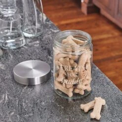 Frisco Paw Print Glass Personalized Treat Jar With Lid, 5 Cup, 40oz -Ultimate Pet Shop 309522 PT4. AC SS1800 V1645206391