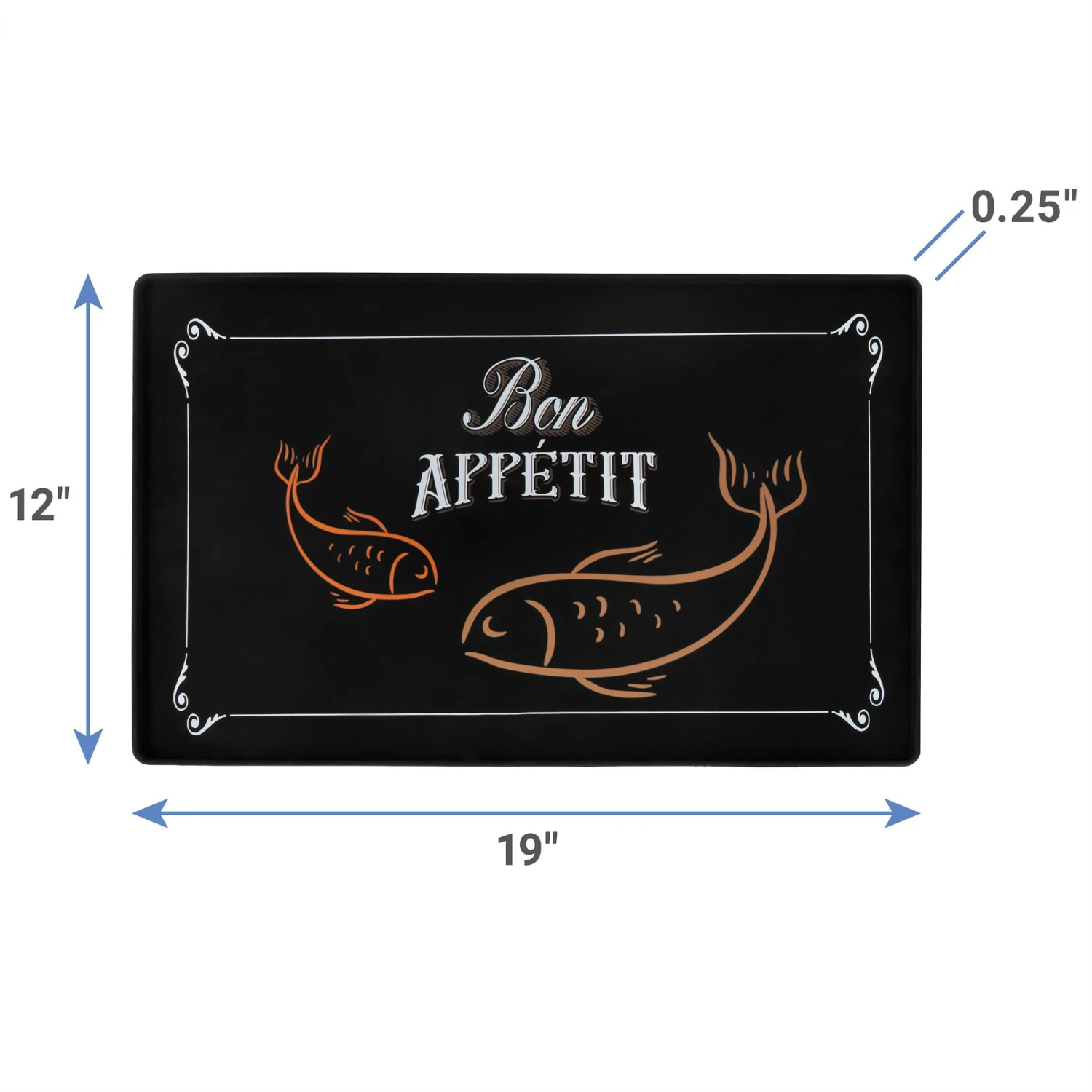 Frisco Silicone Fish Print Dog & Cat Food Mat, Black 2 Frisco Silicone Fish Print Dog & Cat Food Mat, Black - Image 2