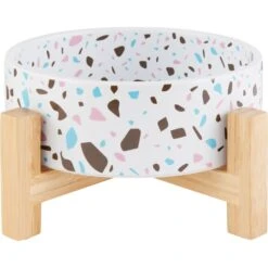 Frisco Elevated Terrazzo Non-skid Ceramic Bowl With Bamboo Stand -Ultimate Pet Shop 363375 PT5. AC SS1800 V1657657266