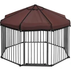 Frisco Outdoor Galvanized Steel 8-Panel Configurable Gate And Playpen With Oxford Roof -Ultimate Pet Shop 507086 PT3. AC SS1800 V1666021842
