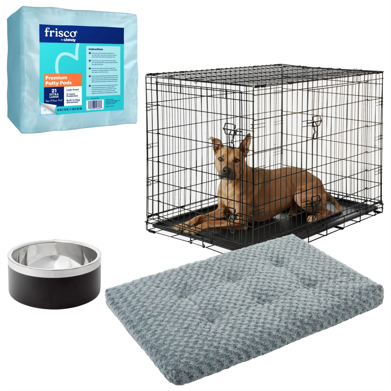 Frisco Insulated Two-Toned Non-Skid Stainless Steel Dog & Cat Bowl + 3 Items 1 Frisco Insulated Two-Toned Non-Skid Stainless Steel Dog & Cat Bowl + 3 Items