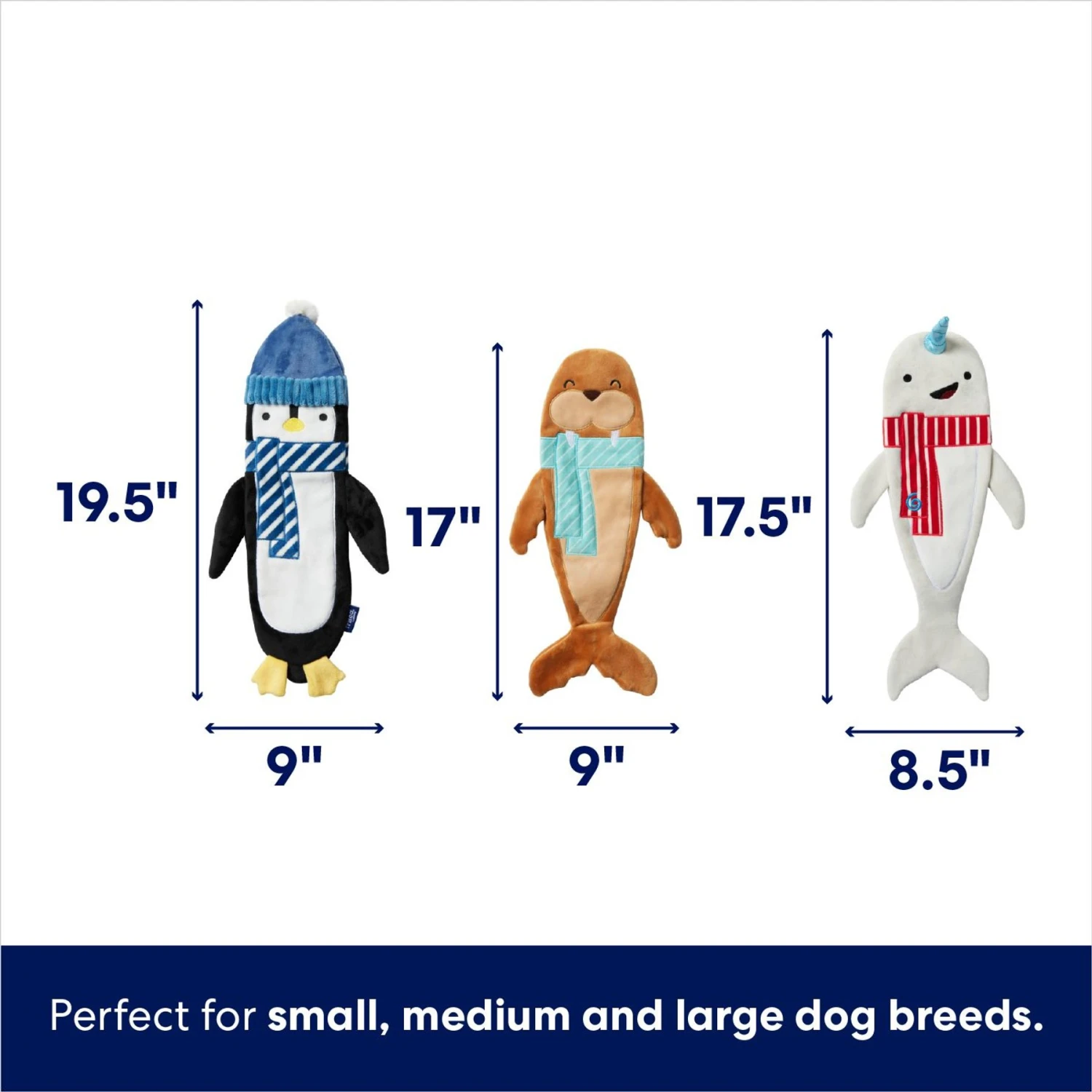 Frisco Holiday Arctic Friends Stuffing-Free Skinny Plush Squeaky Dog Toy 2 Frisco Holiday Arctic Friends Stuffing-Free Skinny Plush Squeaky Dog Toy - Image 2