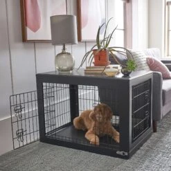 Frisco Double Door Furniture Style Dog Crate, Black & Frisco Swirl Dog Crate Mat -Ultimate Pet Shop 947710 PT4. AC SS1800 V1693924200