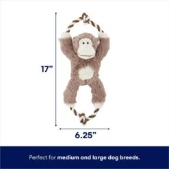 Frisco Monkey Plush With Rope Squeaky Dog Toy & Frisco Cow Plush With Inside Rope Squeaky Dog Toy -Ultimate Pet Shop 961998 PT2. AC SS1800 V1694784008