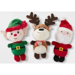 Frisco Holiday Santa's Helpers Plush Squeaky Dog Toy, 3 Count & Frisco Holiday Hot Cocoa Hide & Seek Puzzle Plush Squeaky Dog Toy -Ultimate Pet Shop 986230 PT1. AC SS1800 V1698258117